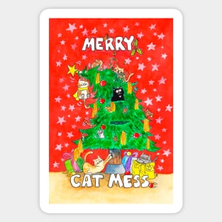 Merry Cat Mess Sticker